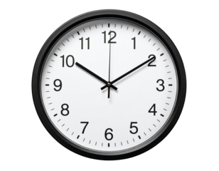  - Minimalist Round Wall Clock Front View with Clean Shadow, Isolated PNG 