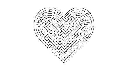 Heart shaped maze is shown on white background a challenging puzzle for creative minds and leisure fun