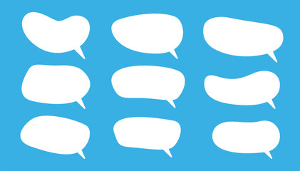 White speech bubble shapes set on blue background
