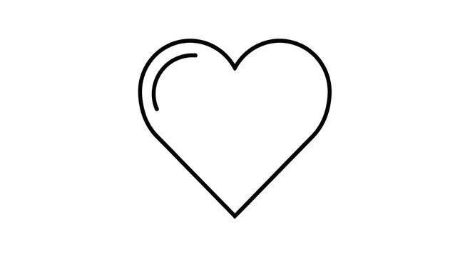 Simple heart shape outline on a white background symbolizing love and affection - Powered by Adobe