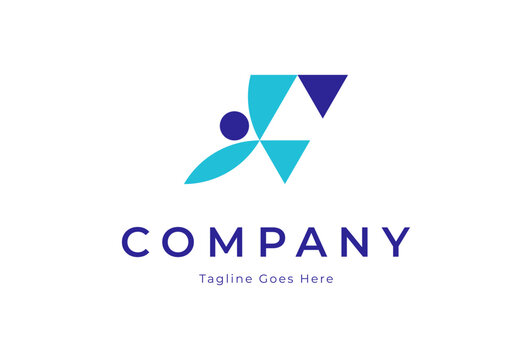 Initial Letter F Fly logo, Modern letter F with People Fly icon combination, Fly logo design template element, vector illustration