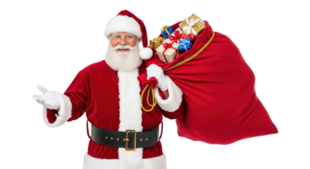 Santa Claus holding a sack of gifts.