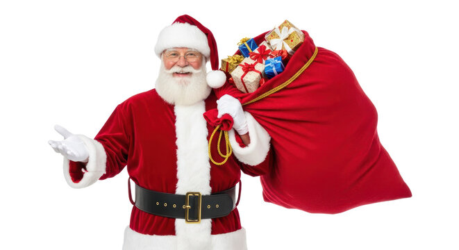 Santa Claus holding a sack of gifts.