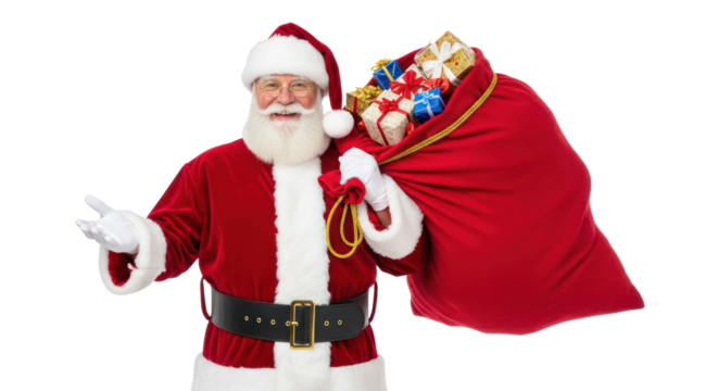 Santa Claus holding a sack of gifts.