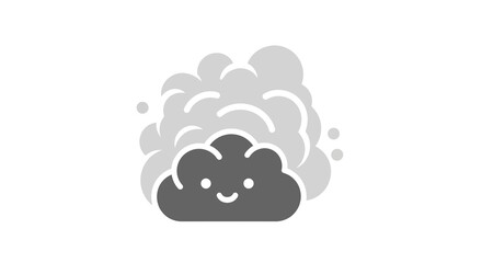 Stylized weather cloud graphic with cute smiling expression in modern monochrome shades