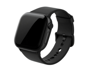  Minimalist Smartwatch Mockup with Black Silicone Band, Transparent PNG 