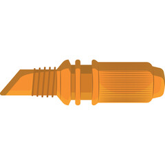 Orange Colored Craft Knife with Blade and Handle on Transparent Background