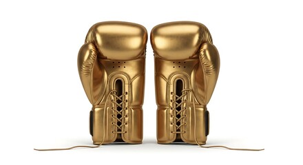 Pair of golden boxing gloves isolated on a clean white background