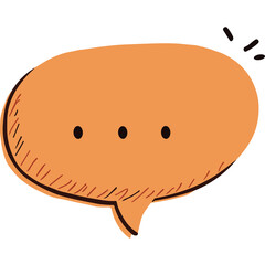 Orange Speech Bubble with Ellipsis and Hand Drawn Sketch Accents on Transparent Background with Subtle Sparkle Detail