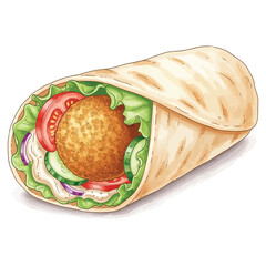 Delicious Falafel Wrap with Fresh Vegetables and Creamy Sauce.
