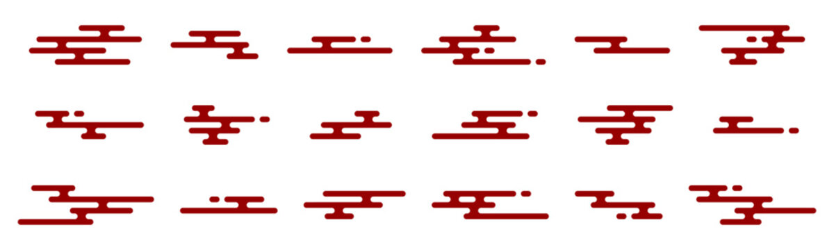 Japanese cloud set, chinese cloud icon, minimal asian clouds