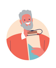 Happy senior man with water