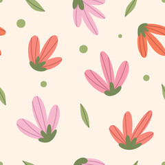 Cute flowers aesthetic seamless pattern