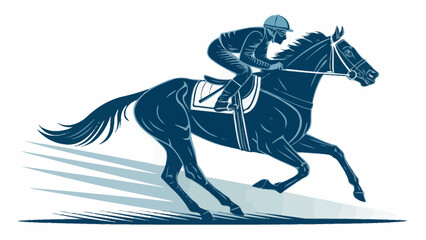 Dynamic equestrian scene capturing the thrill of horse racing, perfect for sports advertising, editorial illustrations, and promoting equine events with speed