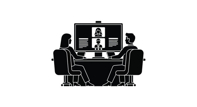 Team meeting in progress with a virtual participant on the screen