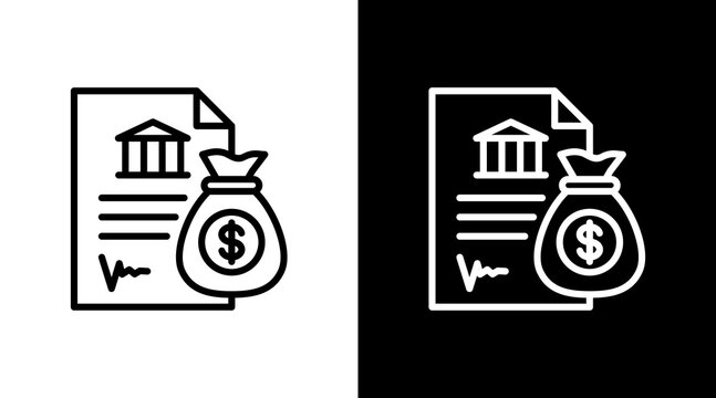 Bank Loan  White Icon Set Design