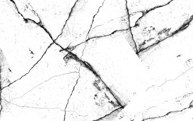 Grungy cracked surface with abstract black lines and transparent background