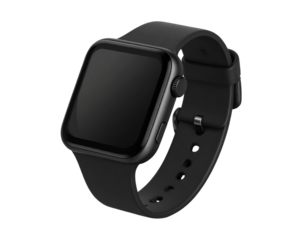  Minimalist Smartwatch Mockup with Black Silicone Band, Transparent PNG