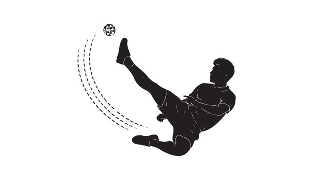 Dynamic silhouette of sepak takraw player executing a powerful kick, showcasing athleticism and skill, perfect for sports marketing, fitness campaigns, and Southeast Asian cultural events