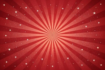 Radiant red sunburst background with scattered glittering sparkles and subtle texture for festive celebrations