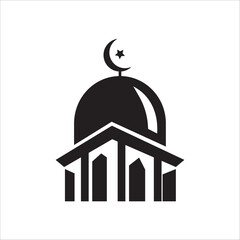 mosque in silhouette vector