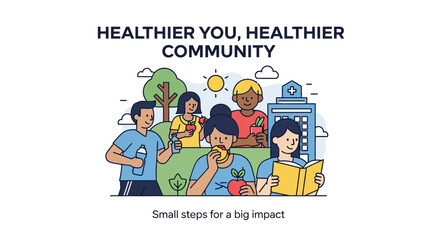 Diverse group promoting community health through small positive lifestyle changes