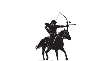 Dynamic silhouette of a medieval horse archer poised to strike with bow and arrow, embodying strength, precision, and historical valor for gaming or branding projects