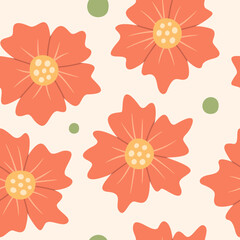 Obraz premium Beautiful red flowers seamless pattern