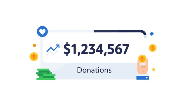 Digital illustration showing a large amount of online donations received