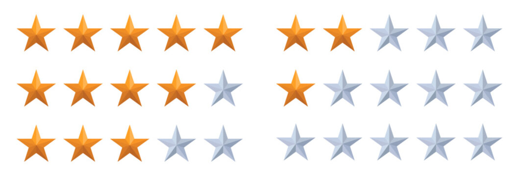 Customer satisfaction rating stars in gold and silver