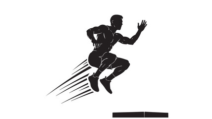 Dynamic silhouette of a powerful athlete leaping forward with explosive speed and energy, perfect for fitness, sports, and motivational designs that inspire peak performance
