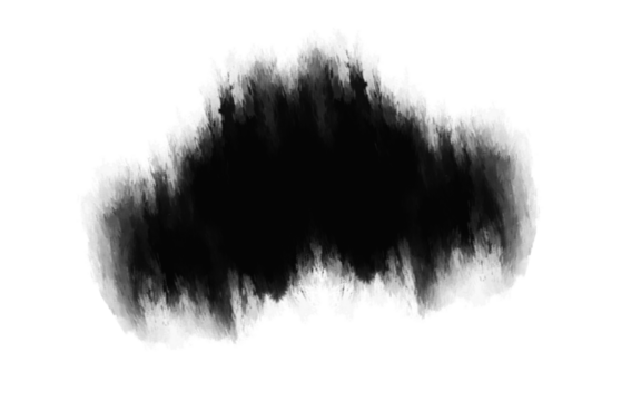 Black ink smudge texture isolated on transparent background for design element