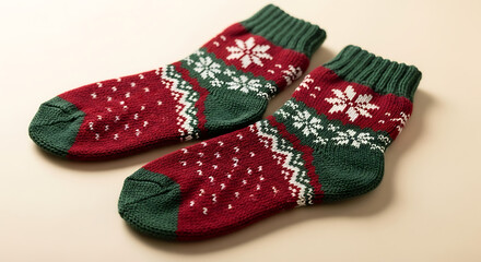Cozy Christmas socks with festive patterns and colors perfect for winter holidays and seasonal warmth