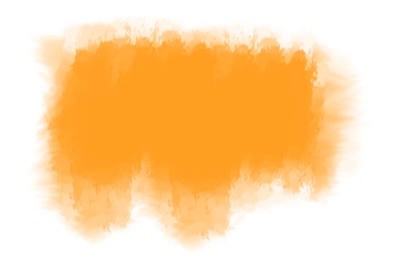 Vibrant orange watercolor paint blot isolated on transparent background