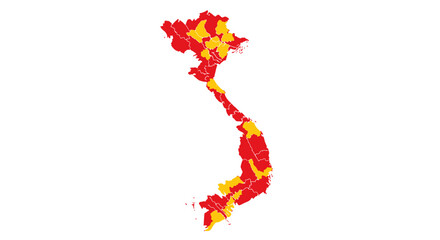 Map of Vietnam highlighting provinces with a color-coded visual representation.