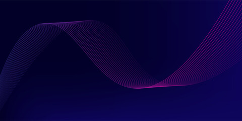 Abstract glowing wave lines on dark blue background. Dynamic wave pattern. Modern flowing wavy lines. Futuristic technology concept. Suit for banner, poster, cover, brochure, flyer, website.eps10