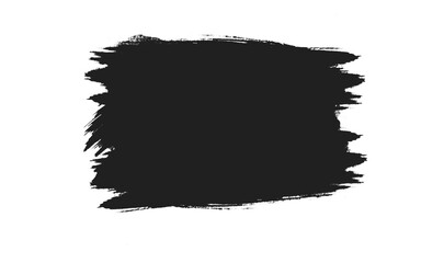 Abstract black grunge brush stroke rectangle isolated on transparent background