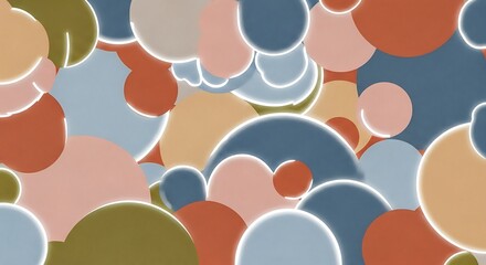 A colorful abstract pattern of overlapping luminous circles and shapes