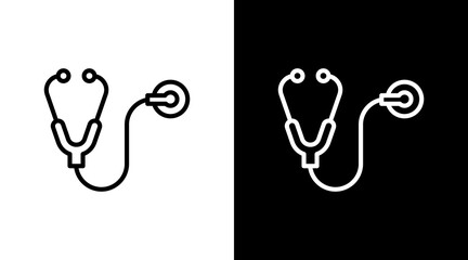 Stethoscope  White Icon Set Design