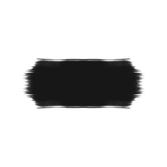 Black rectangular brush stroke with rough edges isolated on transparent background