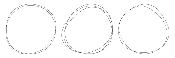 Marker scratch scribble in rounder. Set of hand drawn red circles and ovals. Round scrawl frames. Pencil or pen graffiti scribble doodle round circles 