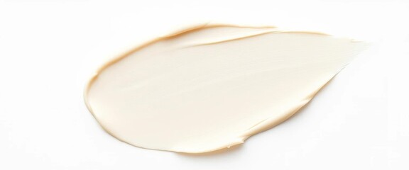 Creamy bb cream swatch on pristine white background, showcasing texture and color,  sample,  skincare