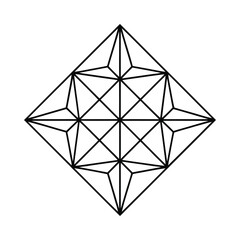 Geometric diamond pattern with intersecting lines and star shapes