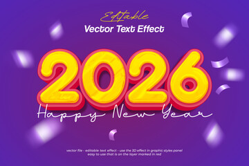 3D Number 2026 yellow pink color with vector text effect