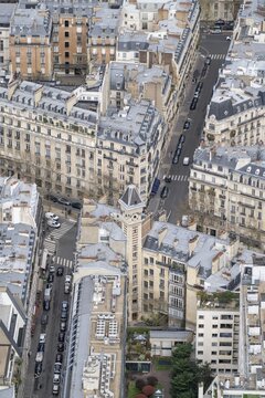 View of Belle &Eacute;poque houses from the Eiffel Tower, Paris, &Icirc;le-de-France, France