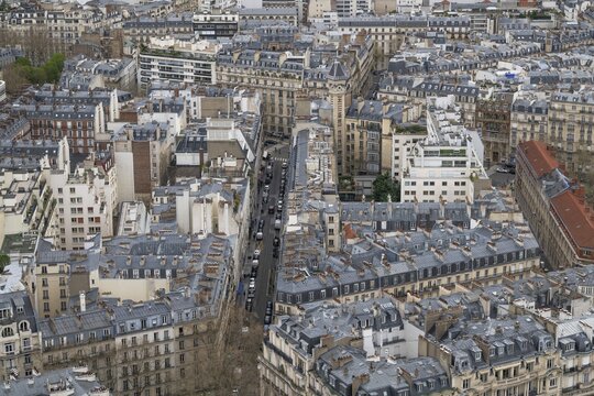 View of the city centre from the Eiffel Tower, Paris, &Icirc;le-de-France, France