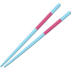 Pair Of Light Blue Chopsticks With Pink Bands On A Transparent Background Culinary Utensils For Asian Cuisine And Food Service