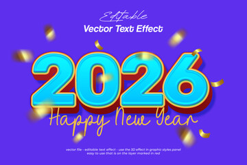 3D Number bold 2026 with vector text effect