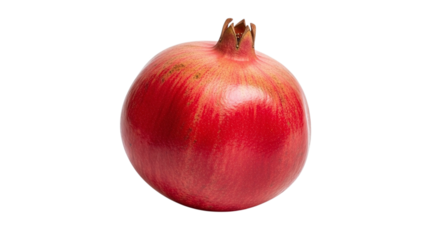 A vibrant pomegranate, showcasing its rich red hue and textured skin, isolated on transparent background, capturing the essence of this exotic fruit in a simple composition