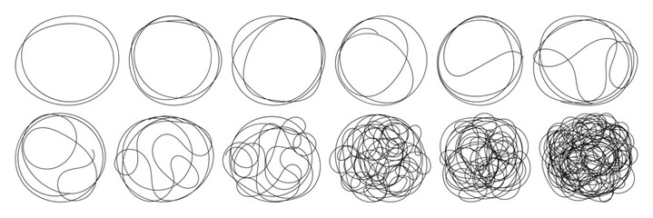 Grungy round scribble circle. Grungy round scribble circle. Scribble ovals, marker round elements. Free pencil round lines. Vector illustrator
